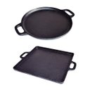 Ver imagem 1 de Kit 2 Bifeteira e Alça Ferro Lisa Redonda e Quadrada 30cm