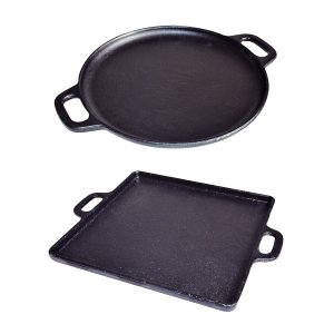Kit 2 Bifeteira e Alça Ferro Lisa Redonda e Quadrada 30cm