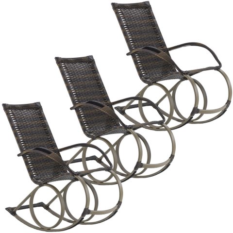 Conjunto com 3 Cadeiras de Balanço Varanda Área Edícula Trama Original