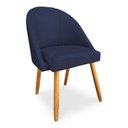 Ver imagem 3 de Kit 8 Cadeiras de Jantar Bela Veludo Azul Marinho Pés Palito Castanho - Pallazio