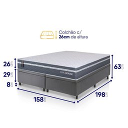 Conjunto Box Baú Cinza Cairo Cinza Molas Ensacadas Queen 158x198x71 - King House - 2