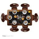 Ver imagem 3 de Mesa retangular para varanda gourmet em madeira e 28 azulejos com 6 cadeiras de madeira - Familia e