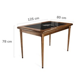 Mesa retangular para varanda gourmet em madeira e 28 azulejos com 6 cadeiras de madeira - Familia e  - 11