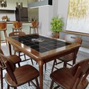Ver imagem 7 de Mesa Retangular para Varanda Gourmet em Madeira e 28 Azulejos com 6 Cadeiras de Madeira - Familia e
