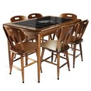 Ver imagem 1 de Mesa retangular para varanda gourmet em madeira e 28 azulejos com 6 cadeiras de madeira - Familia e