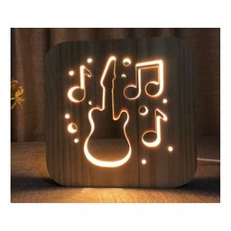 Luminária de Mesa Abajur Led Lotus Decor Lumi04 Guitarra Pinus - 2