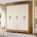 Ver imagem 7 de Guarda Roupa Casal Panama 6p 153 Cm Freijo Off White Moval