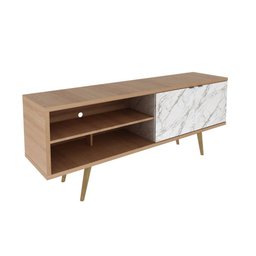 Rack para TV até 55 polegadas com 2 Portas 160cm R1482 Tecno Mobili Videira Amêndoa/Mármore Branco - 4