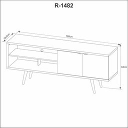 Rack para TV até 55 polegadas com 2 Portas 160cm R1482 Tecno Mobili Videira Amêndoa/Mármore Branco - 2