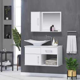 Conjunto New Stilo Gabinete Armário Banheiro + Espelheira + Cuba - 1