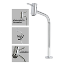 Ver imagem 3 de Torneira Cromada Inox com Bica Alta - de Sobrepor em Bancada e Mesa F133