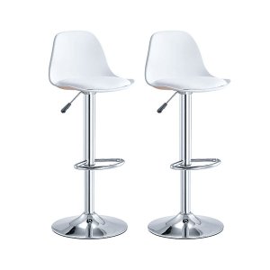 Kit 2 Banquetas Light:branco Conjunto de Banquetas Giratórias Light Altura Ajustáve