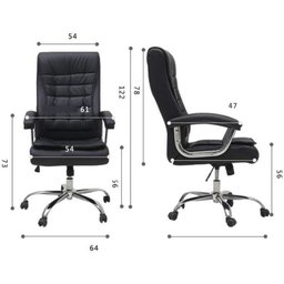 Cadeira Giratória em Couro Califórnia Fratini Móveis Preto - 2