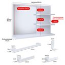 Ver imagem 4 de Espelheira Suspensa Prateleiras Organizadoras Espelho e Kit Banheiro 4 Peças Lavabo -Branco