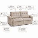 Ver imagem 4 de Sofá Retrátil Premium 2,50m Molas Ensacadas Veludo Bege Conforto Superior Máximo