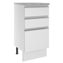 Ver imagem 1 de Balcão Armário de Cozinha 40 cm 3 Gavetas Branco Glamy Madesa