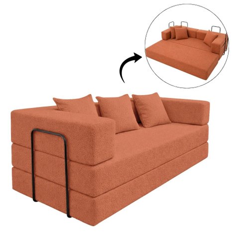Sofá Loft na Caixa a Vácuo Moderno 2 Lugares 160cm Compacto Bouclê Terracota - Vimont Moveis
