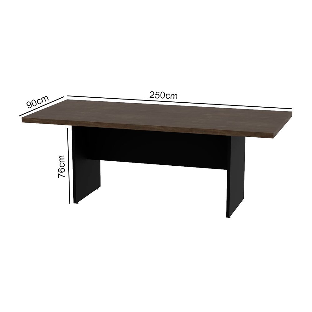 Mesa para Reunião New Star 2,50m - Imbuia Terra / Preto - 3