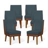 Kit 6 Cadeiras De Jantar Virgínia Compose Linho Azul Jeans e Courissimo Nozes - Meu Lar Decorações - 1