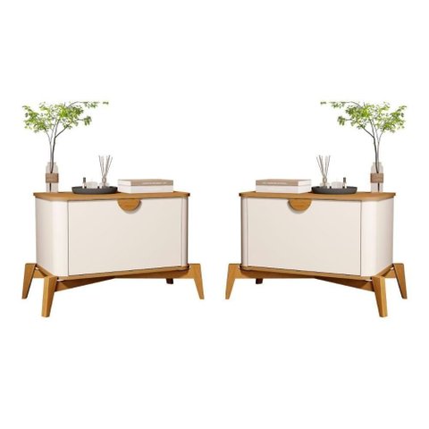 Conjunto Mesa de Cabeceira San Marino Off White Nature