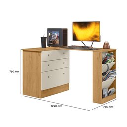 Cômoda com Mesa Giratoria Gamer Freijó/off White - Qmovi - 3