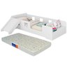 Cama Infantil Montessoriana com Escorregador e Grade Proteção com Colchão Manu Branco - 1