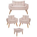 Ver imagem 1 de Kit 02 Poltronas + Namoradeira + Puff Opala Balaqui Decor Cor:bege