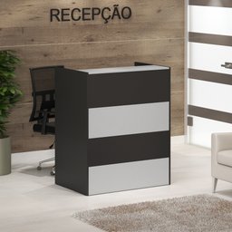 Balcão de Atendimento Recepção de 120 cm New City Cinza com Preto Web Office - 4