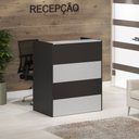 Ver imagem 4 de Balcão de Atendimento Recepção de 120 cm New City Cinza com Preto Web Office