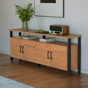 Ver imagem 1 de Balcão Aparador Mdf 4 Portas 180cm Freijó/preto Fosco F45