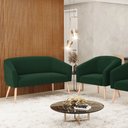 Ver imagem 2 de Sofá Namoradeira e Poltrona Pé Palito Natural Stella Bouclê Verde D03 - D'Rossi