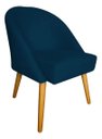 Ver imagem 4 de Cadeira Poltrona Lua Suede Azul Marinho Pés Palito p/ Sala, Quarto, Escritório, Recepção e Clínica