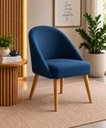 Ver imagem 2 de Cadeira Poltrona Lua Suede Azul Marinho Pés Palito p/ Sala, Quarto, Escritório, Recepção e Clínica