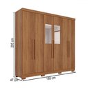 Ver imagem 5 de Guarda-roupa Casal Pinheiro 6 Portas 2 Gavetas com Espelho Cinamomo - Pnr Móveis
