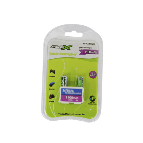 Pilha Recarregável Flex AAA 1100C2 - Fx-AAA11B2 c/ 2 Pilhas