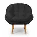 Ver imagem 4 de Kit 2 Poltronas Marcela Bouclê Preto Pés Palito - Pallazio