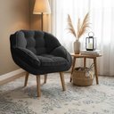 Ver imagem 2 de Kit 2 Poltronas Marcela Bouclê Preto Pés Palito - Pallazio