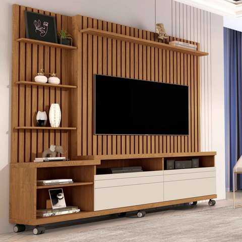 Estante Home para Tv até 60 Polegadas Nobre 180cm Freijó com Offwhite - Rede Móveis