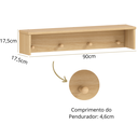 Ver imagem 2 de Prateleira Infantil com Pendurador Quater 90cm | Mdf e Madeira Pinus