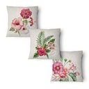Ver imagem 1 de Kit 3 Capas de Almofada 43x43cm - Floral - Tecido Veludo 100% Poliéster