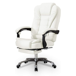 Cadeira de Escritorio Presidente Ergonomica Apoio para Pés - Branca