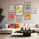 Ver imagem 1 de Kit 7 Quadros Decorativos Flower Market Cities - com Vidro:madeira Preta