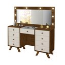 Ver imagem 2 de Penteadeira Premium Camarim Grande Mila com 8 Gavetas e Luzes Led com Espelho Off White -cor:branco