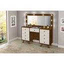 Ver imagem 1 de Penteadeira Premium Camarim Grande Mila com 8 Gavetas e Luzes Led com Espelho Off White -cor:branco