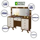 Ver imagem 3 de Penteadeira Premium Camarim Grande Mila com 8 Gavetas e Luzes Led com Espelho Off White -cor:branco