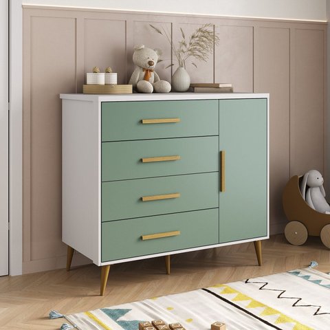 Cômoda para Quarto Infantil Kids Espresso Móveis Verde/Branco