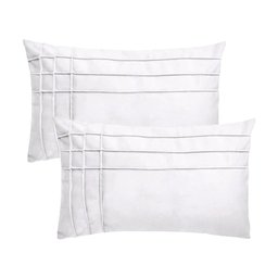 Kit 2 Capas para Almofada Drapeada Line T Retangular em Veludo Várias Cores Cor:branco - 1