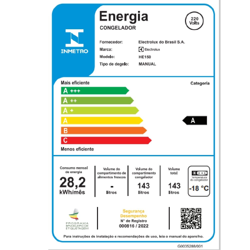 Freezer Horizontal Electrolux 1 Porta 143L HE150 Branco - 5