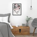 Ver imagem 1 de Quadro Decorativo Sala com Moldura Preta 40x60cm Mulher Flores Surreal Moderno Colorido - Hugart