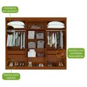 Ver imagem 5 de Guarda Roupa Casal Bertha 6 Portas Frassino Off White com Espelho - Lopas